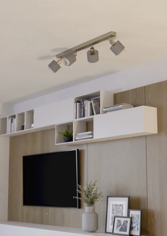 Eglo 901048 "BELLIZZI" 4X7.5W Nikel Mat Çelik Sıva Üstü Spot