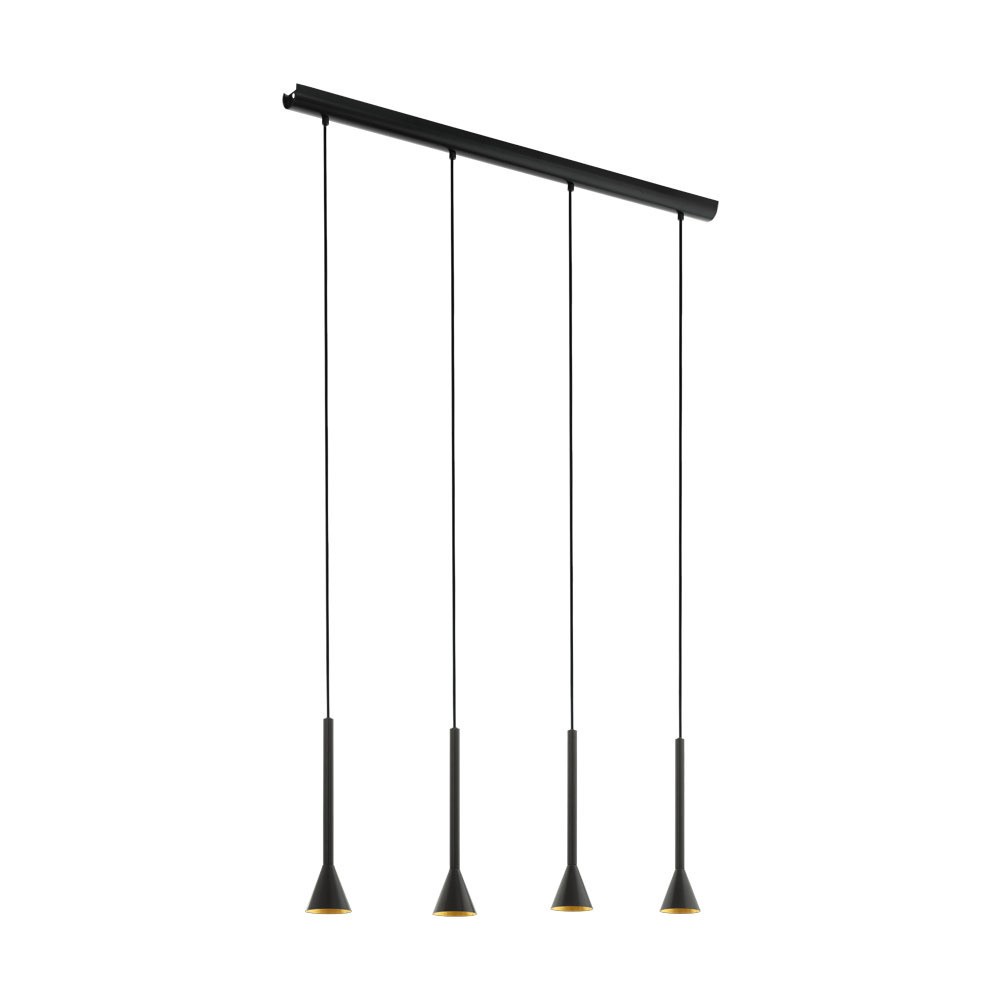Eglo 97605 "CORTADERAS" 150 Cm Yüksekliğinde Çelik Siyah, Gold Sarkıt Avize