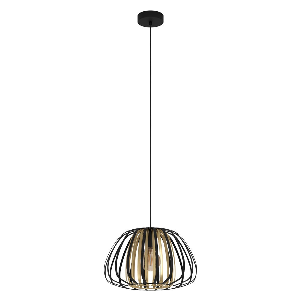 Eglo 99666 İç Mekan " Encınıtos " Siyah, Altın Renk Dökme Çelik Tekli Sarkıt Aydınlatması Ip20 E27 Max: 1X40W  Çap: 37,5 Cm