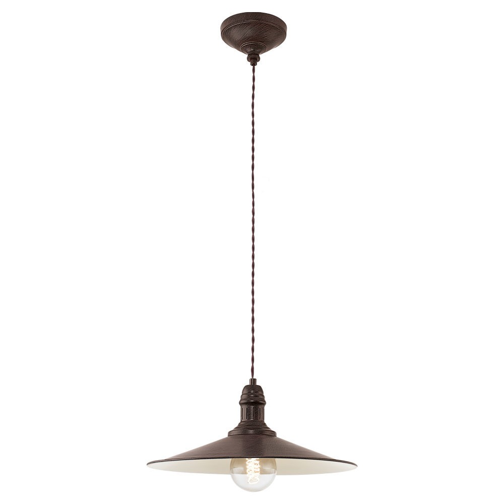 Eglo 49456 "STOCKBURY" 36 Cm Çapında Çelik Antik Kahverengi, Bej Sarkıt Avize