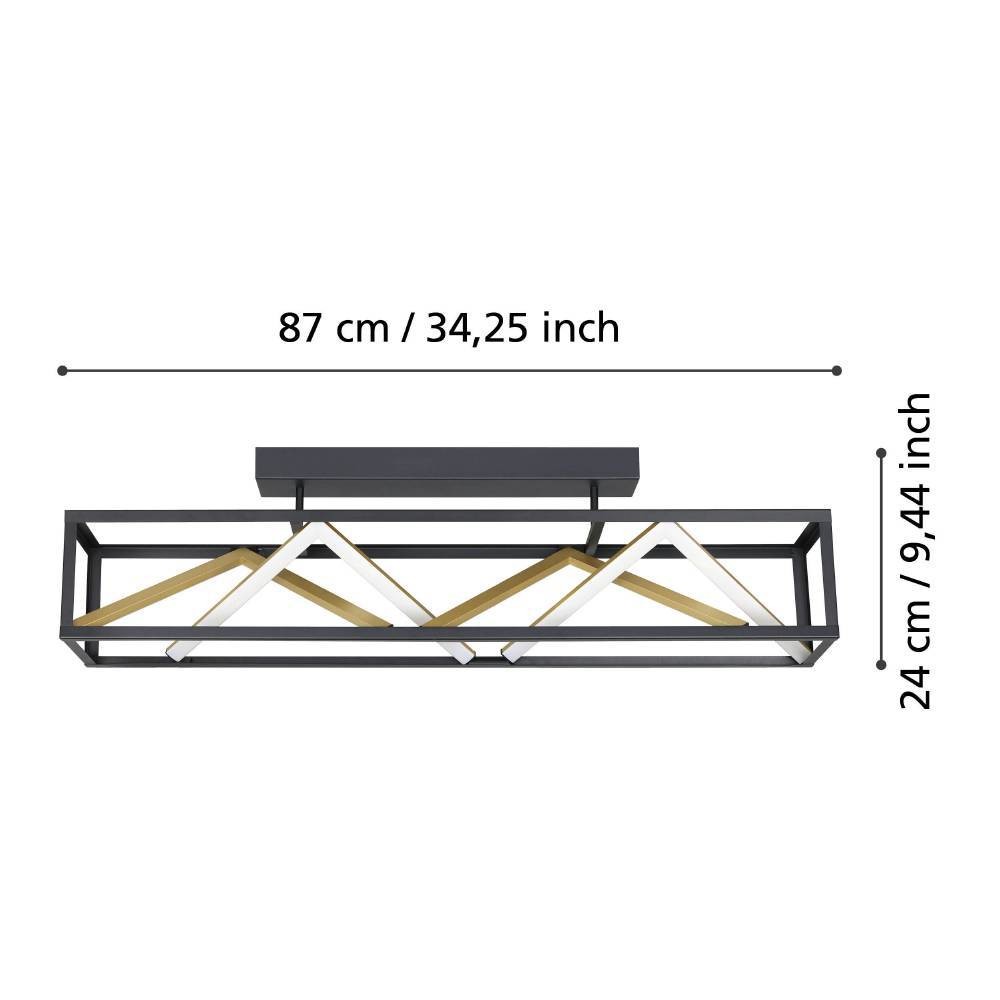 Eglo 390416 "PENELA" 87 Cm Uzunluğunda Alüminyum, Çelik Siyah, Gold Tavan Armatürü