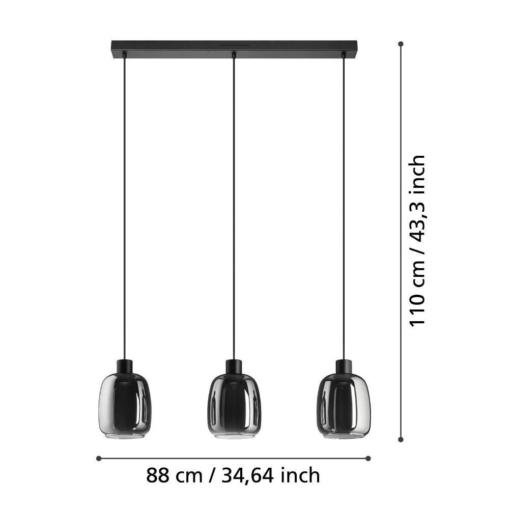 Eglo 901121 "MOLOCHIO-Z" 110 Cm Yüksekliğinde Çelik Siyah Sarkıt Avize RGB
