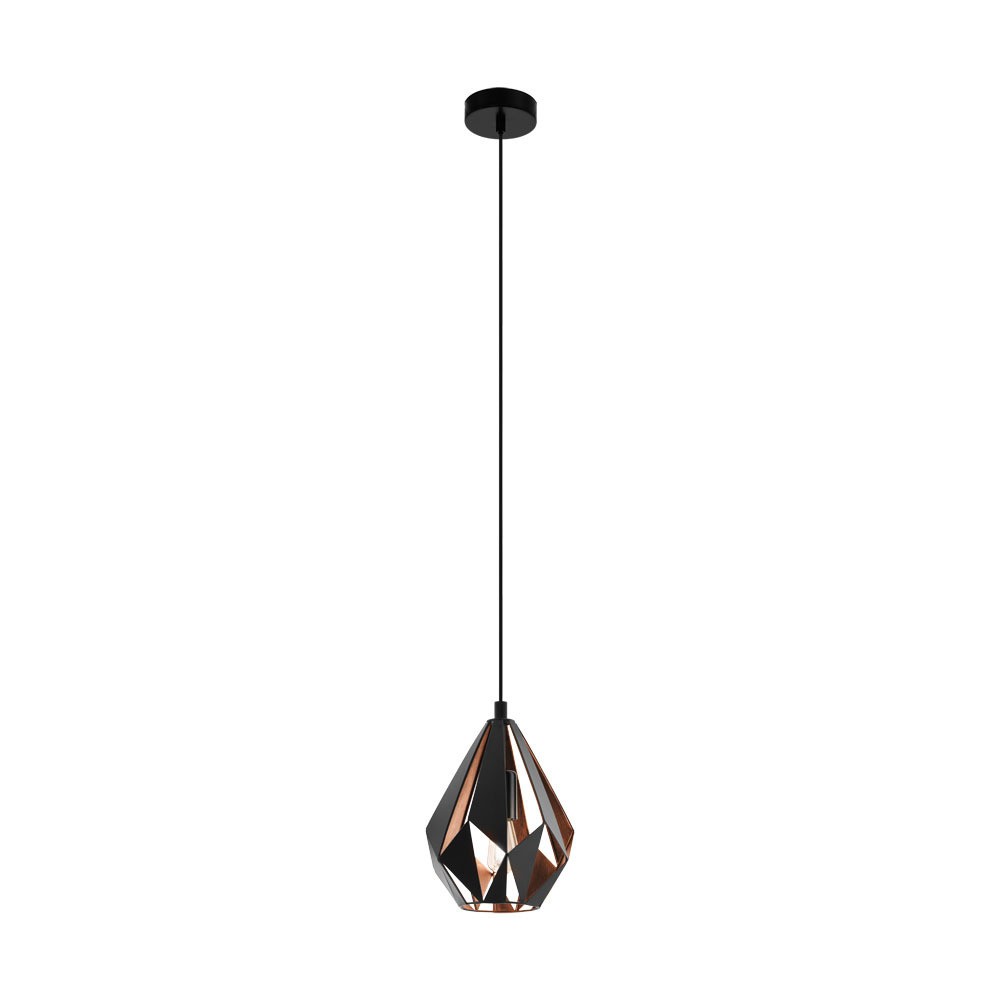 Eglo 49997 "CARLTON 1" 110 Cm Yüksekliğinde Çelik Siyah, Bakır Sarkıt Avize