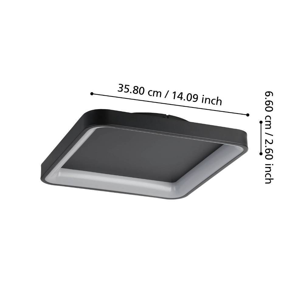 Eglo 901252 "LORETELLO" 35 Cm Uzunluğunda Plastik, Çelik Siyah Duvar Tavan Armatürü