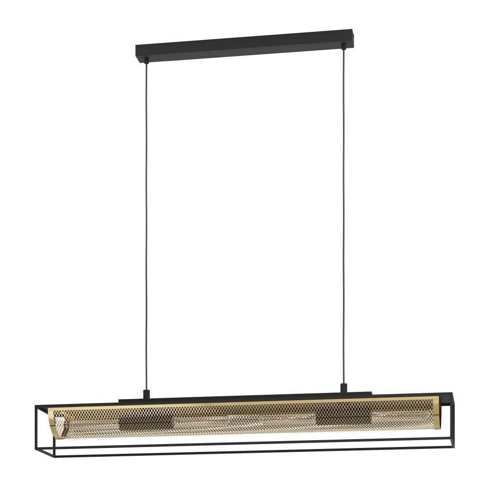 Eglo 43788 "NOHALES" 150 Cm Yüksekliğinde Çelik Siyah, Pirinç Sarkıt Avize
