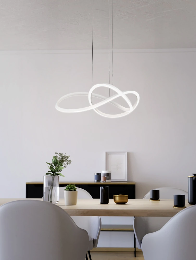 Eglo 390528 "RIAZA" 180 Cm Yüksekliğinde 83 Cm Çapında Alüminyum, Çelik Sarkıt Avize