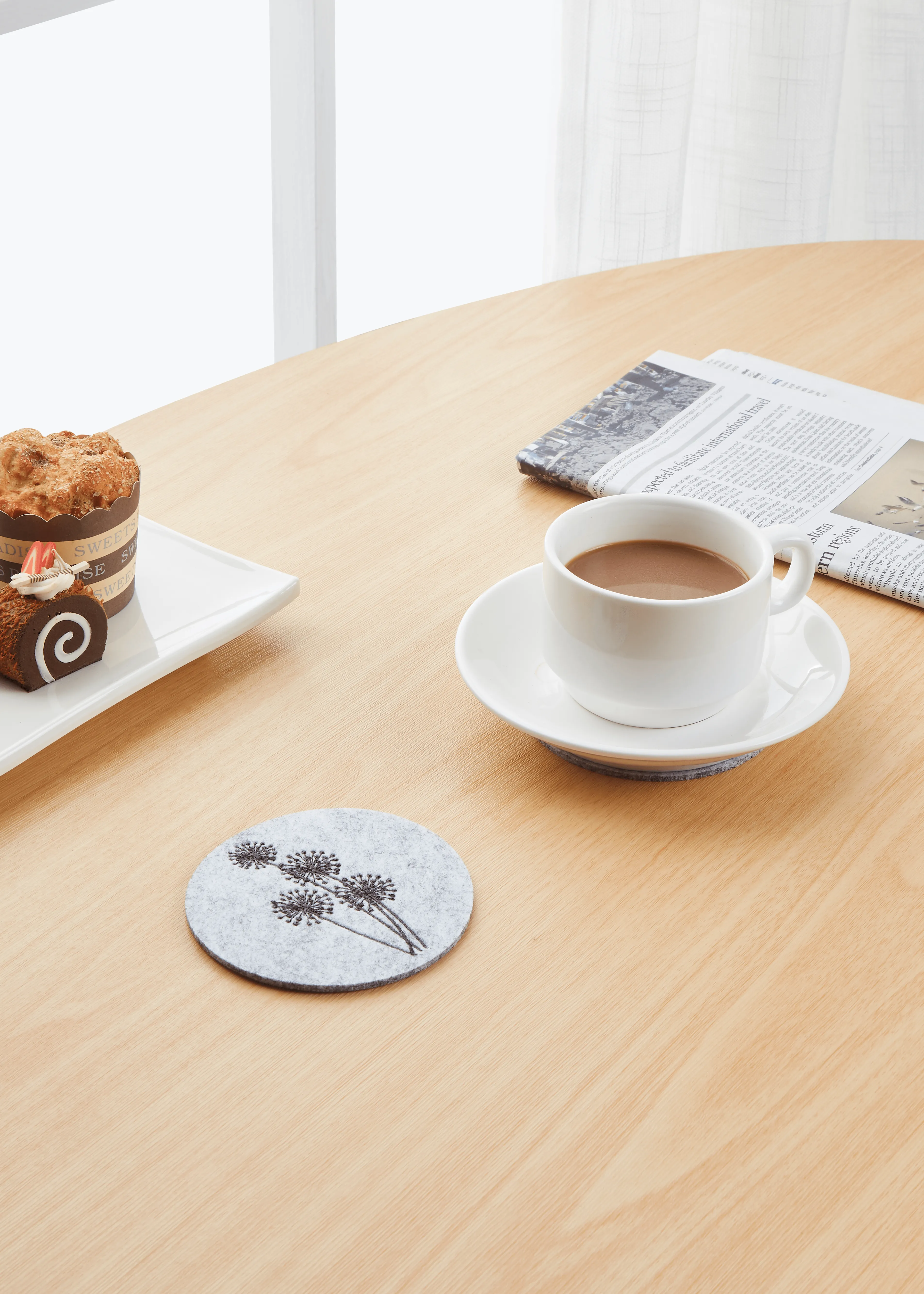 Eglo 420161 "ANDASIBE" 10Cm Polyester Çapında Gri Çiçek Bardak Altlık