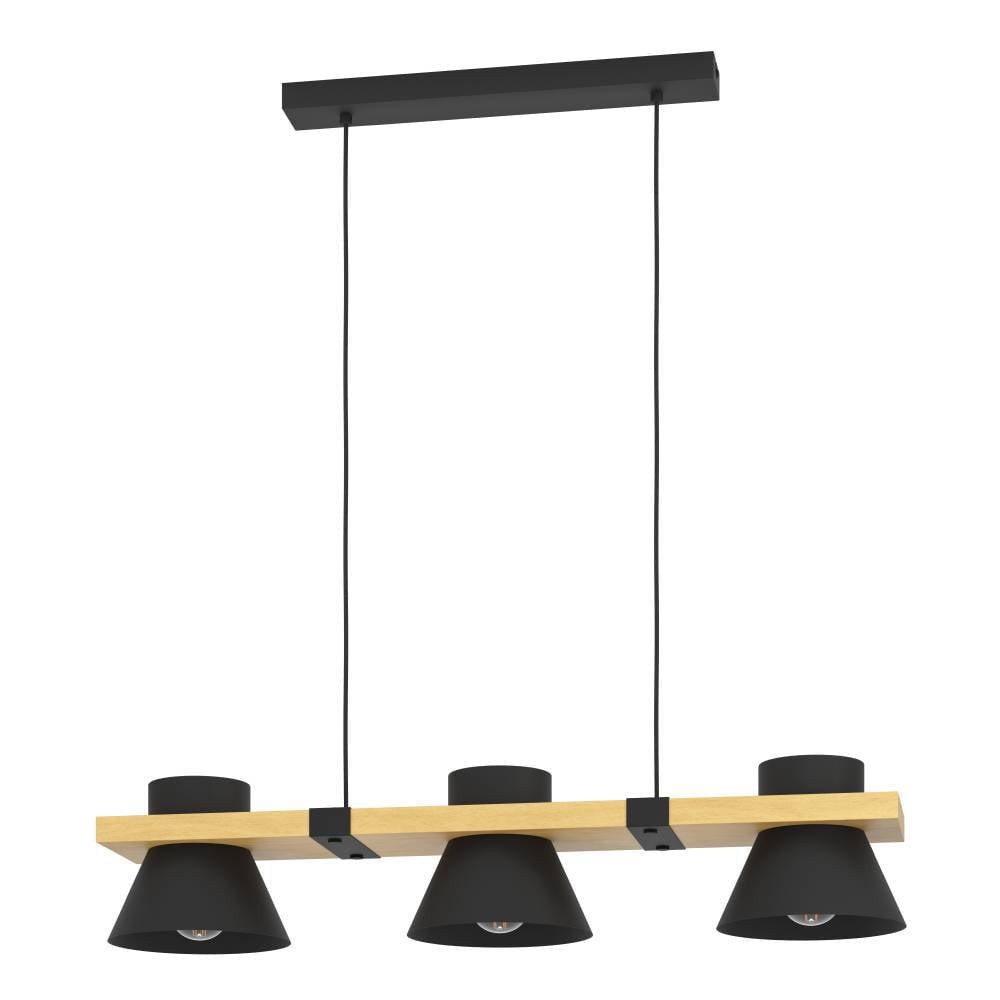 Eglo 43956 "MACCLES" 110 Cm Yüksekliğinde Çelik, Ahşap Siyah, Kahverengi Sarkıt Avize