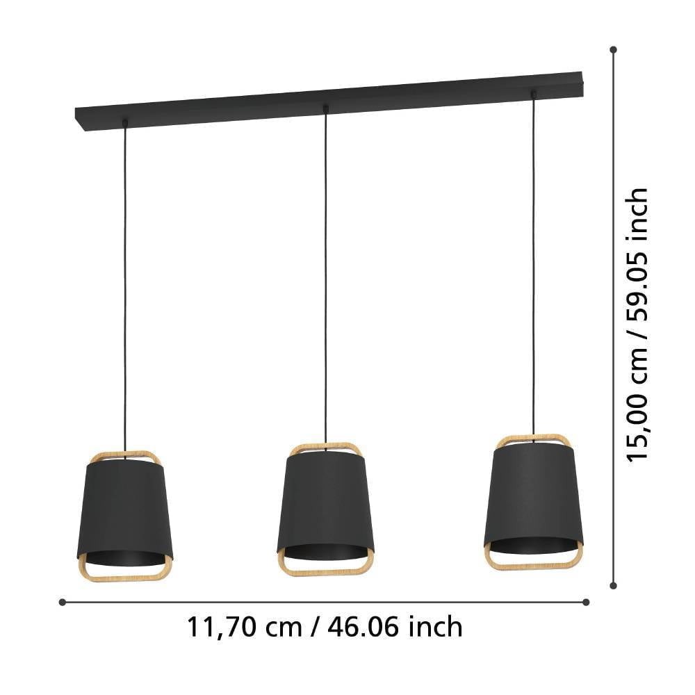Eglo 390186 "CAMALOZA" 150 Cm Yüksekliğinde Çelik, Ahşap Siyah, Kahverengi Sarkıt Avize