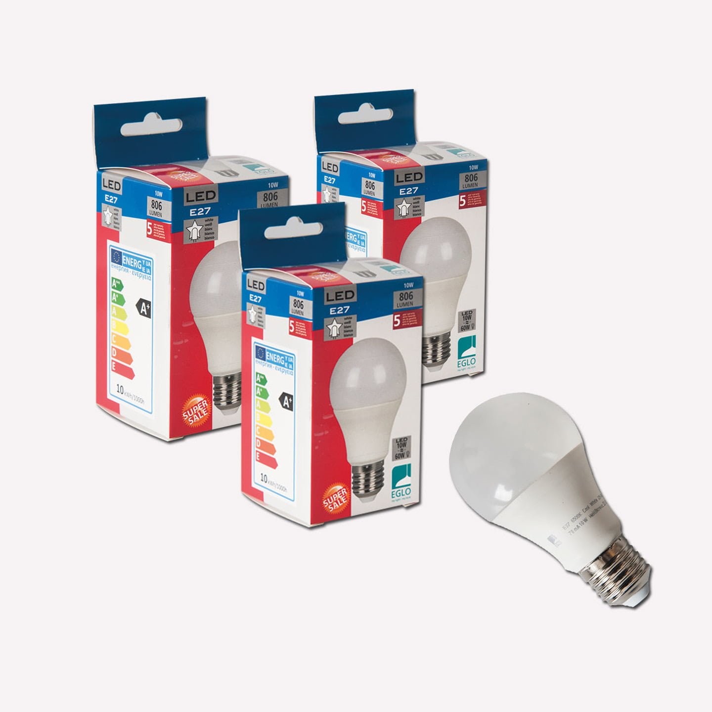 Eglo 12813 E27-Led-A60 Ampul 3X10W Opal 3000K 806 Lümen 3'Lü Paket