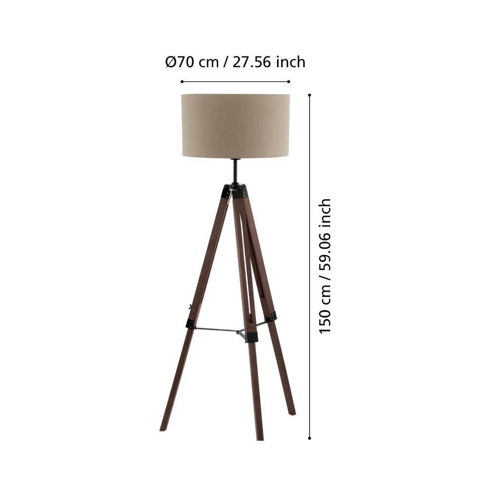 Eglo 44115 "LANTADA" 143 Cm Yüksekliğinde Ahşap, Çelik Köşe Lambası Lambader