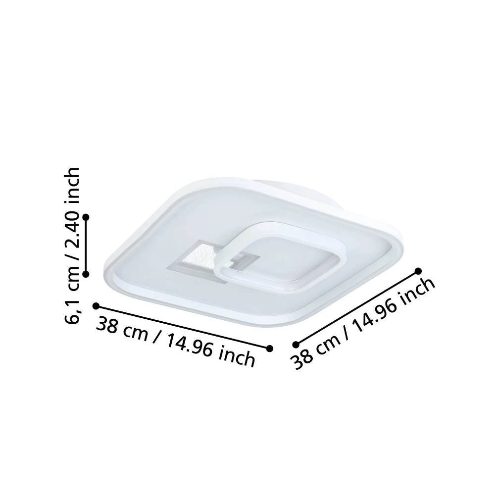 Eglo 901247 "TIRIOLO" 38 Cm Uzunluğunda Çelik, Plastik Beyaz, Gümüş Duvar Tavan Armatürü