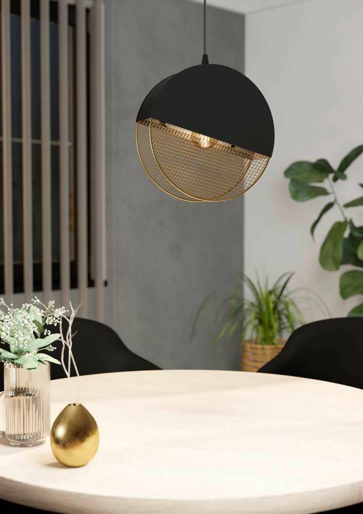 Eglo 43811 "MUMBLES" 110 Cm Yüksekliğinde Çelik Siyah, Gold Sarkıt Avize