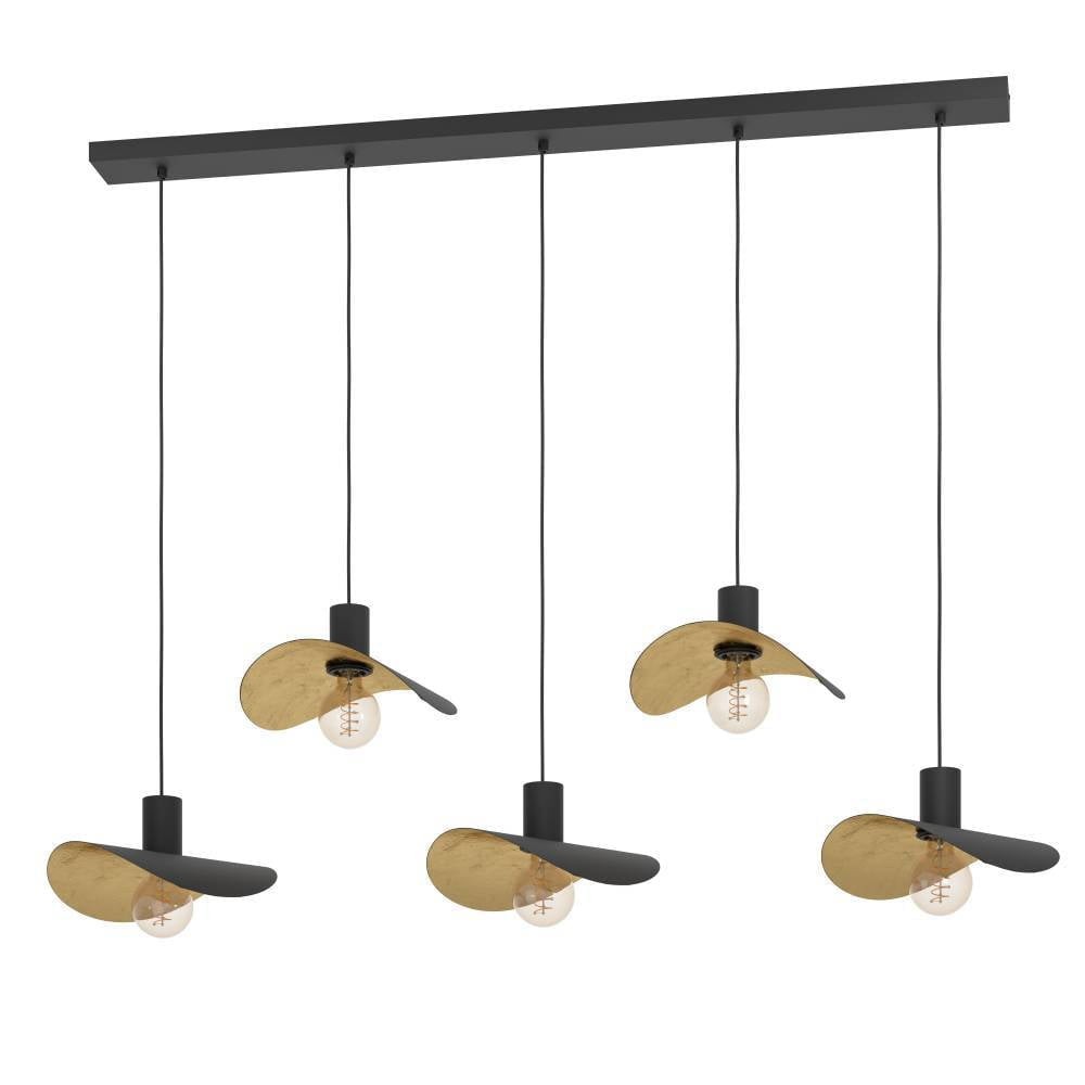 Eglo 390396 "SACEDA" 150 Cm Yüksekliğinde Çelik Siyah, Gold Sarkıt Avize