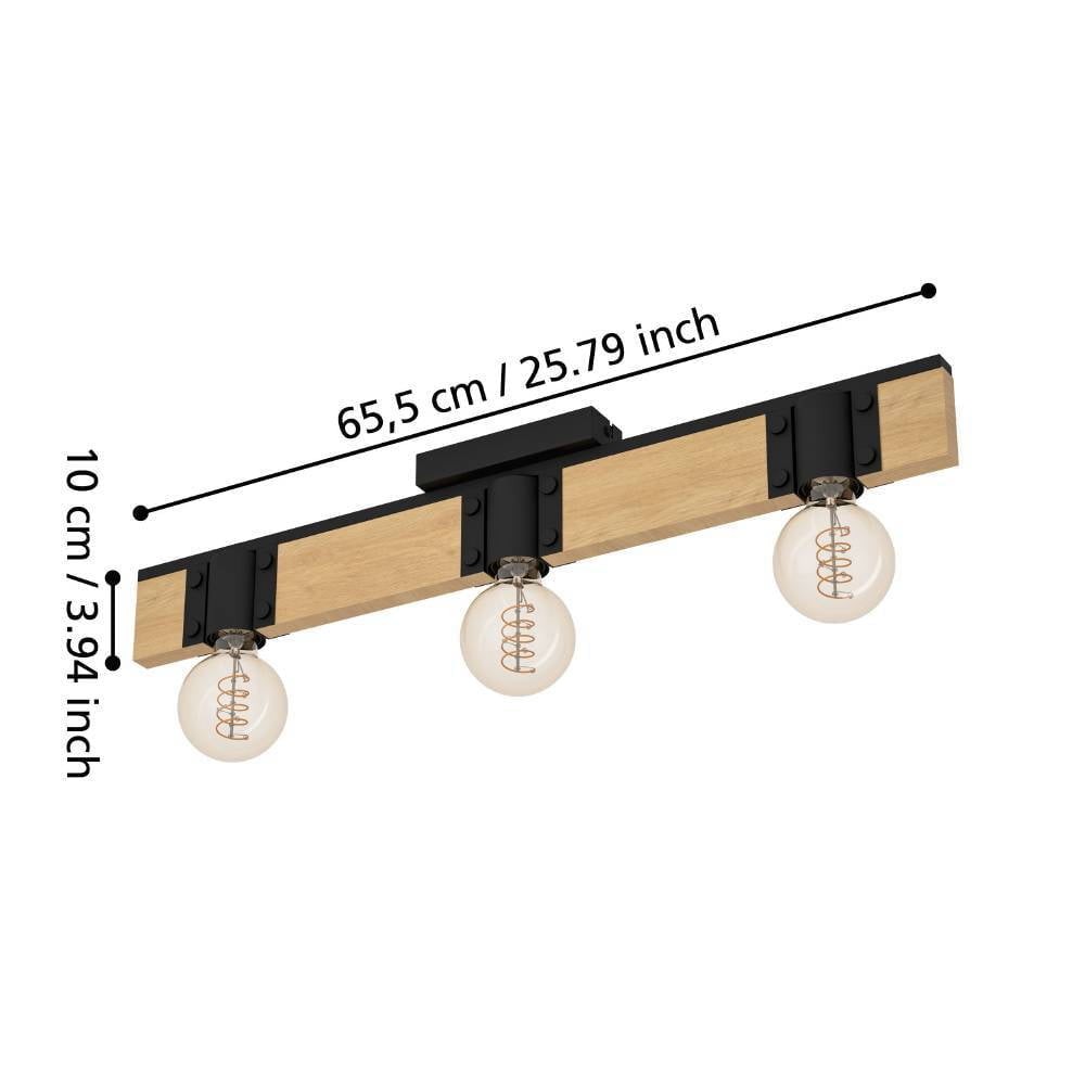 Eglo 43901 "BAILRIGG" 65,5 Cm Uzunluğunda Çelik, Ahşap Siyah, Kahverengi Tavan Armatürü