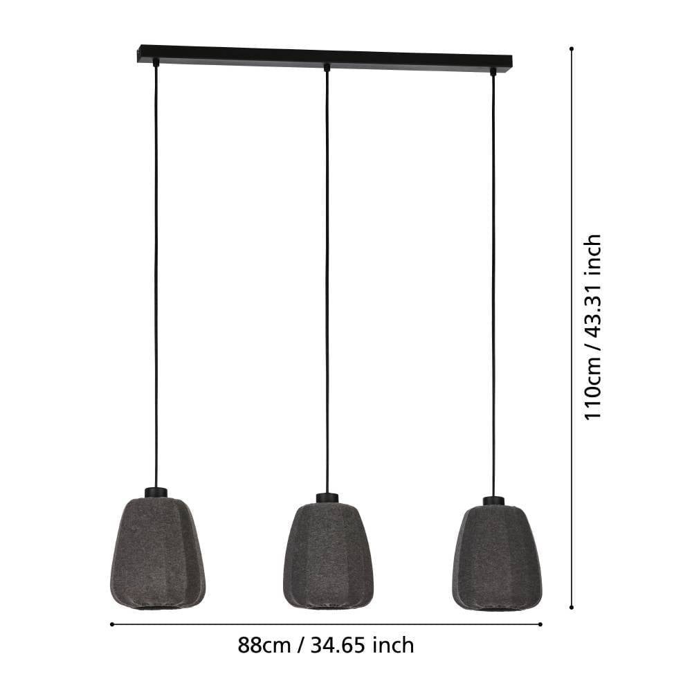 Eglo 43962 "BARLASTON" 110 Cm Yüksekliğinde Çelik Siyah Sarkıt Avize