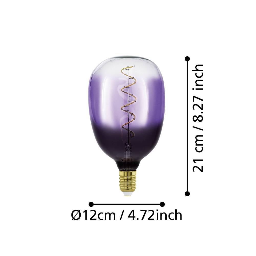 Eglo 110226 E27-Led-T120 Ampul 1X4W Siyah-Mor-Şeffaf 1800K Dim Edilebilir