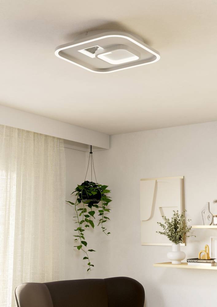 Eglo 901247 "TIRIOLO" 38 Cm Uzunluğunda Çelik, Plastik Beyaz, Gümüş Duvar Tavan Armatürü