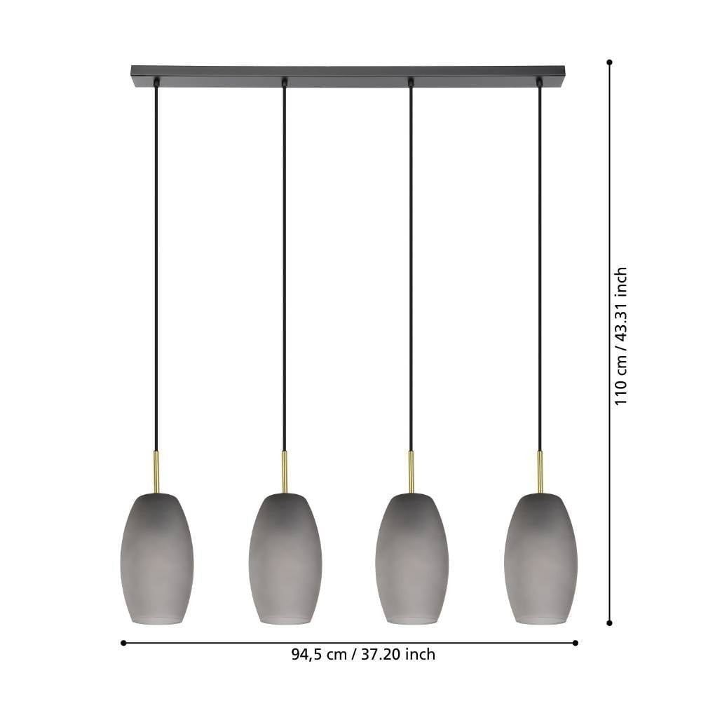 Eglo 900508 "BATISTA" 110 Cm Yüksekliğinde Çelik Siyah, Fırçalanmış Pirinç Sarkıt Avize