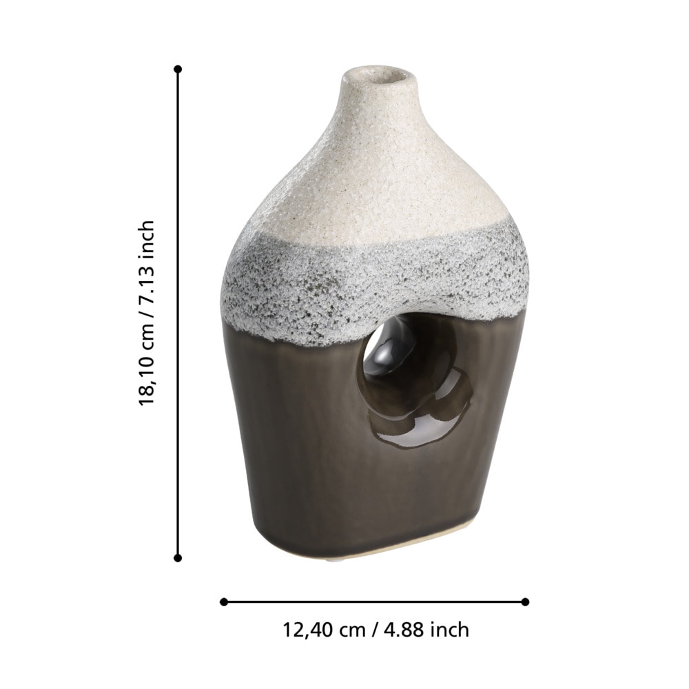 Eglo 421516 "IWATE" 18 Cm Yüksekliğinde Bej Siyah Seramik Vazo