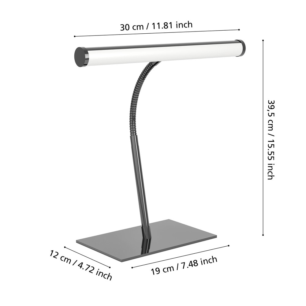 Eglo 901981 "RICCIONE" 39.5 Cm Yüksekliğinde Nikel Nero Çelik Alüminyum Dokunmatik Masa Lambası