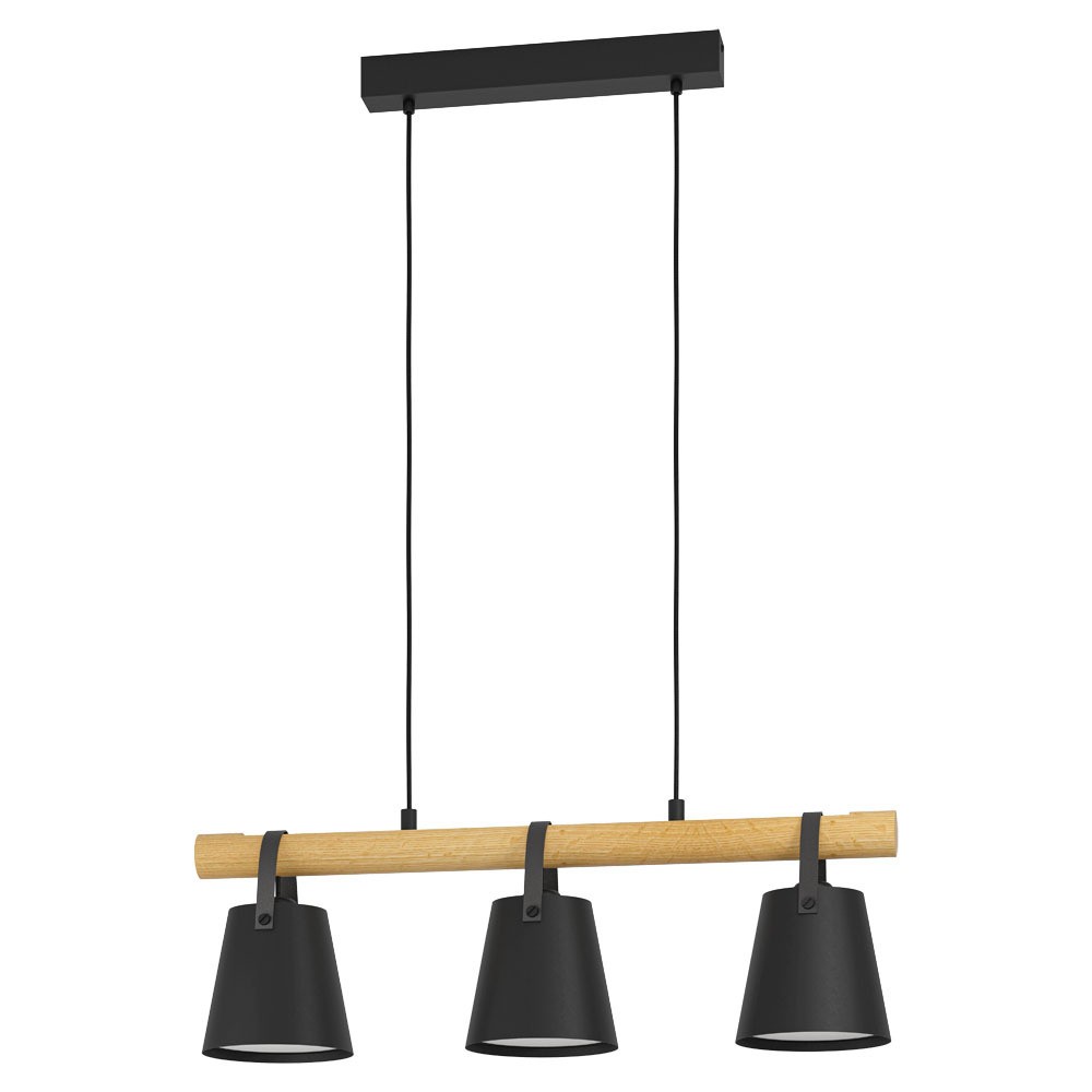 Eglo 43636 "BOYLE" 110 Cm Yüksekliğinde Çelik, Ahşap Siyah, Kahverengi Sarkıt Avize