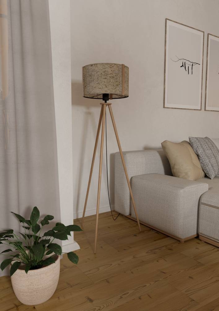 Eglo 390326 "HONTONGAS" 150 Cm Yüksekliğinde Ahşap, Çelik Köşe Lambası Lambader