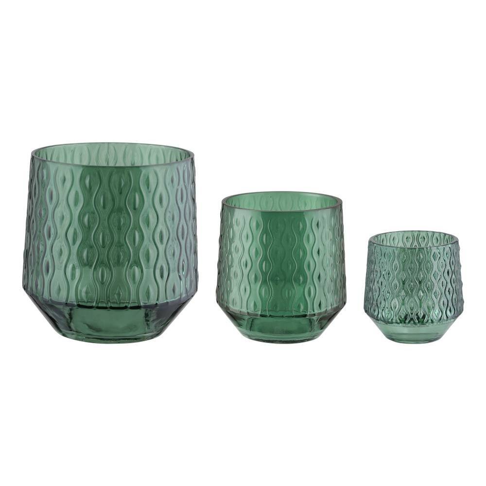 Eglo 422298 "BEZAMBY" 14,3 Cm Yüksekliğinde Yeşil Dekoratif Mumluk 3'Lü Set