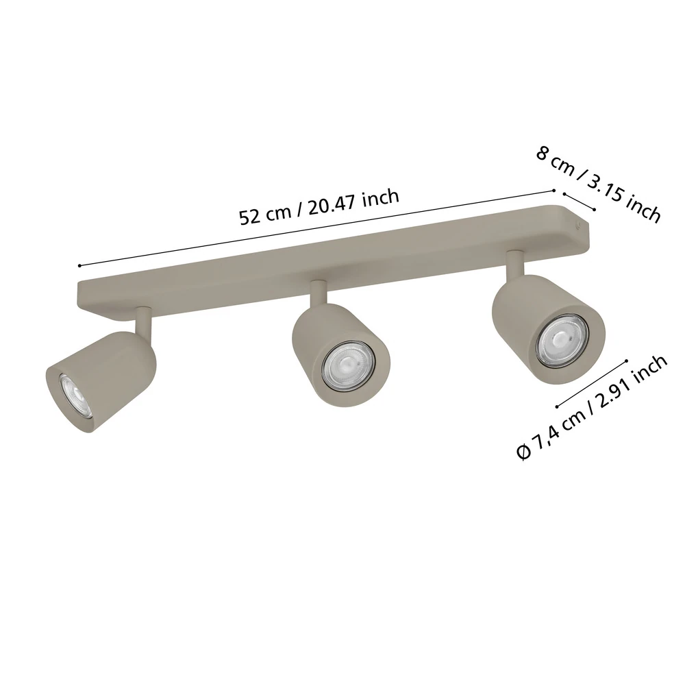 Eglo 902345 "CAMALDOLI" 3X10W Kum Rengi Çelik Sıva Üstü Spot
