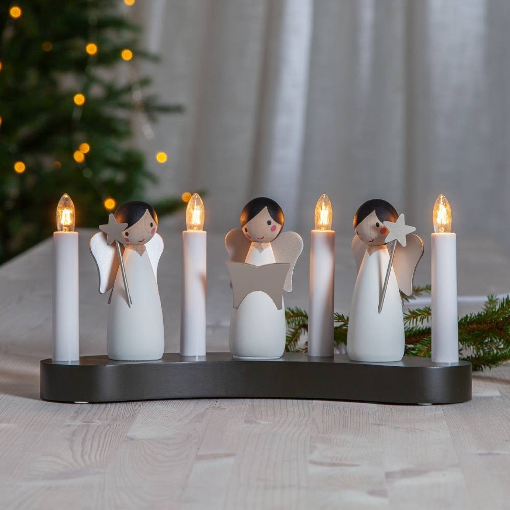Eglo 411002 "ANGEL CHOIR" 4'Lü Mum E10 Ahşap 15Cm Yüksekliğinde 31Cm Uzunluğunda