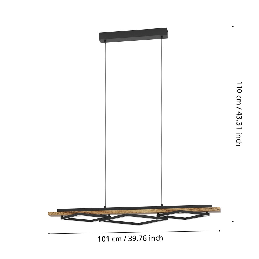 Eglo 901933 "BOYAL" 110 Cm Yüksekliğinde Çelik Ahşap Sarkıt Avize