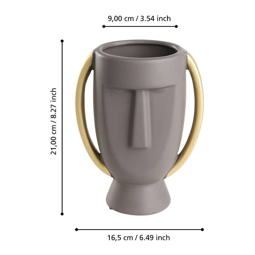 Eglo 421003 "RADISSON" 21 Cm Yüksekliğinde Gri, Gold Seramik Vazo