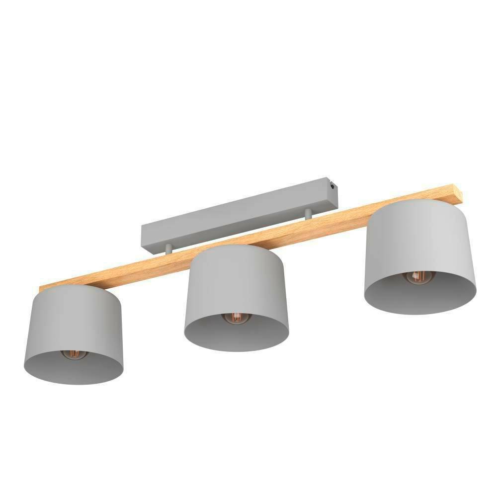 Eglo 900361 "MARIEL" 91 Cm Uzunluğunda Çelik, Ahşap Açık Gri, Kahverengi Tavan Armatürü