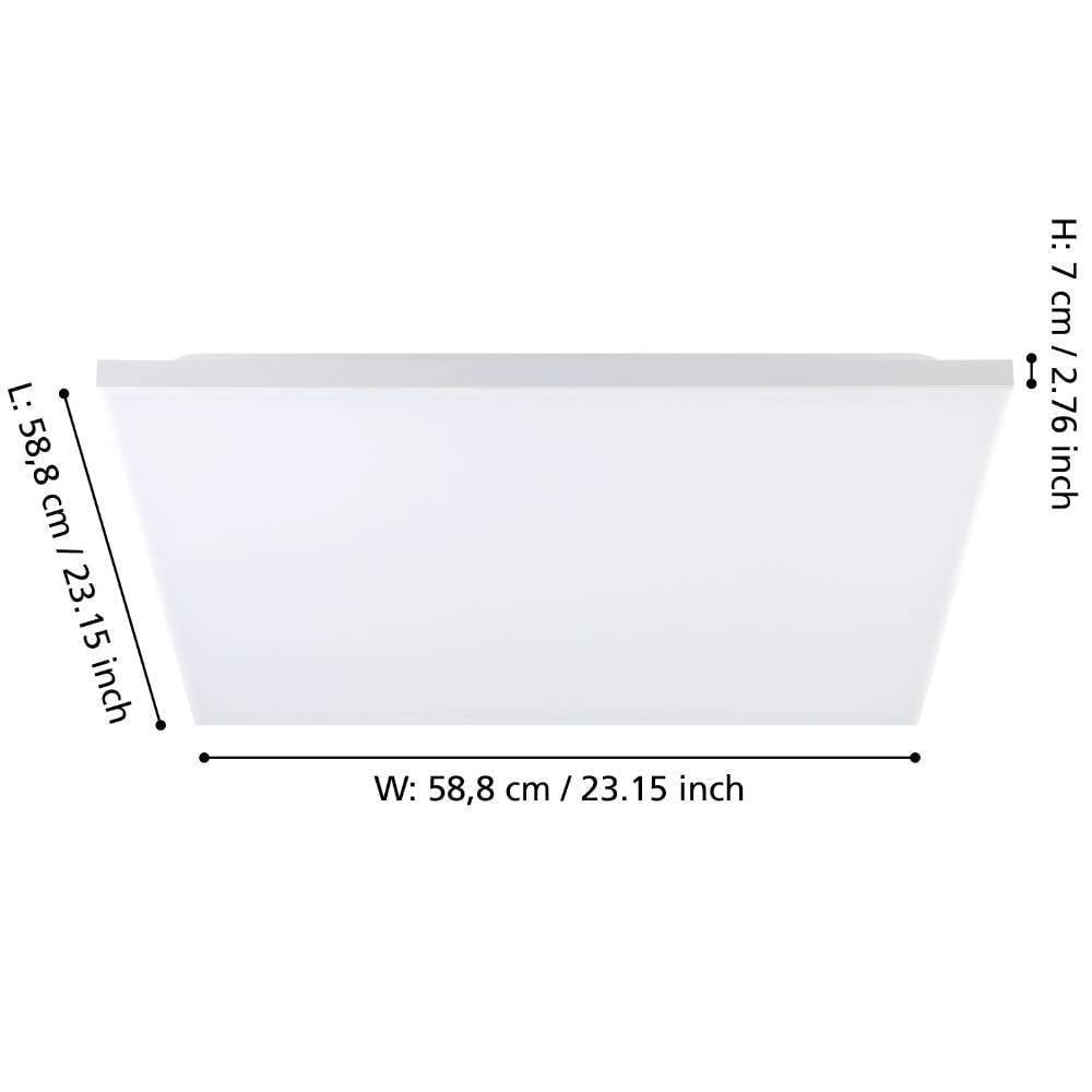 Eglo 900569 "TRUPIANA" 58,7 Cm Uzunluğunda 58,7 Cm Genişliğinde Alüminyum, Çelik Beyaz Led Panel RGB
