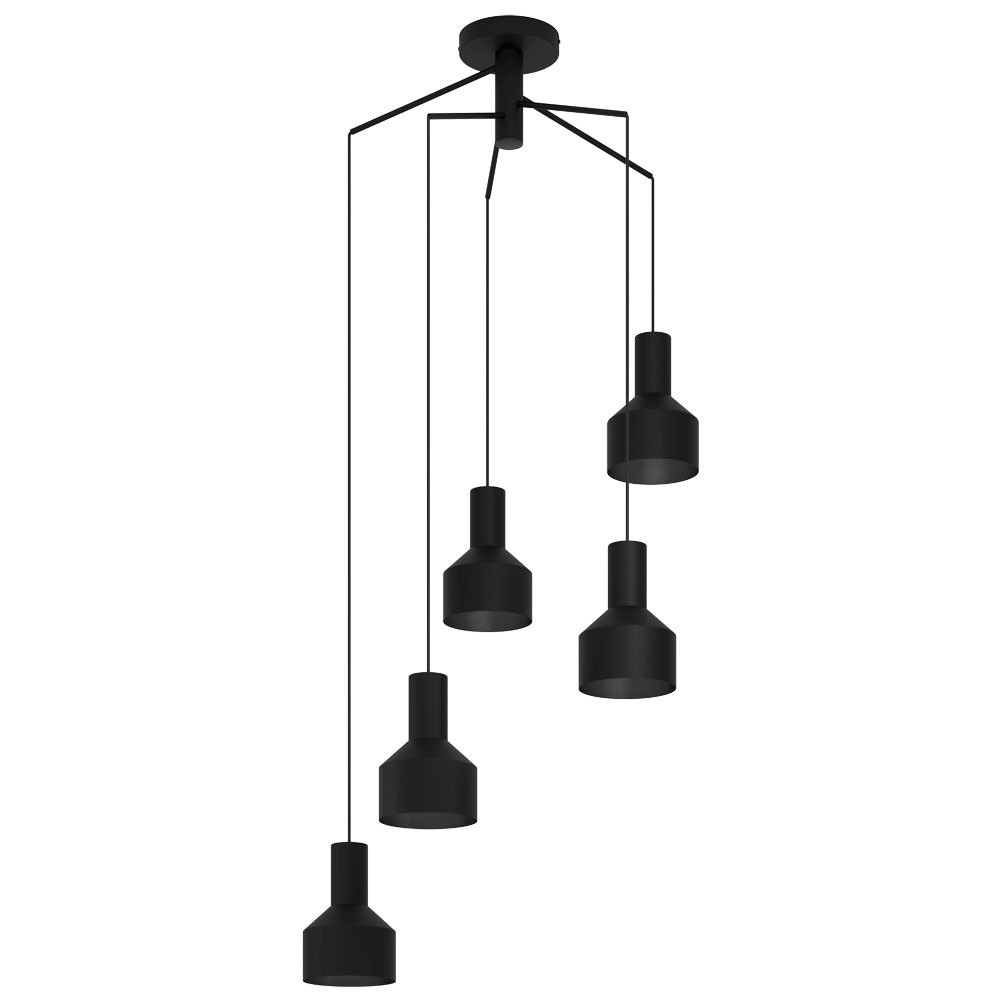 Eglo 99553 İç Mekan " Casıbare " Siyah Renk Dökme Çelik Sarkıt Aydınlatması Ip20 E27 Max: 5X40W  Çap: 71 Cm