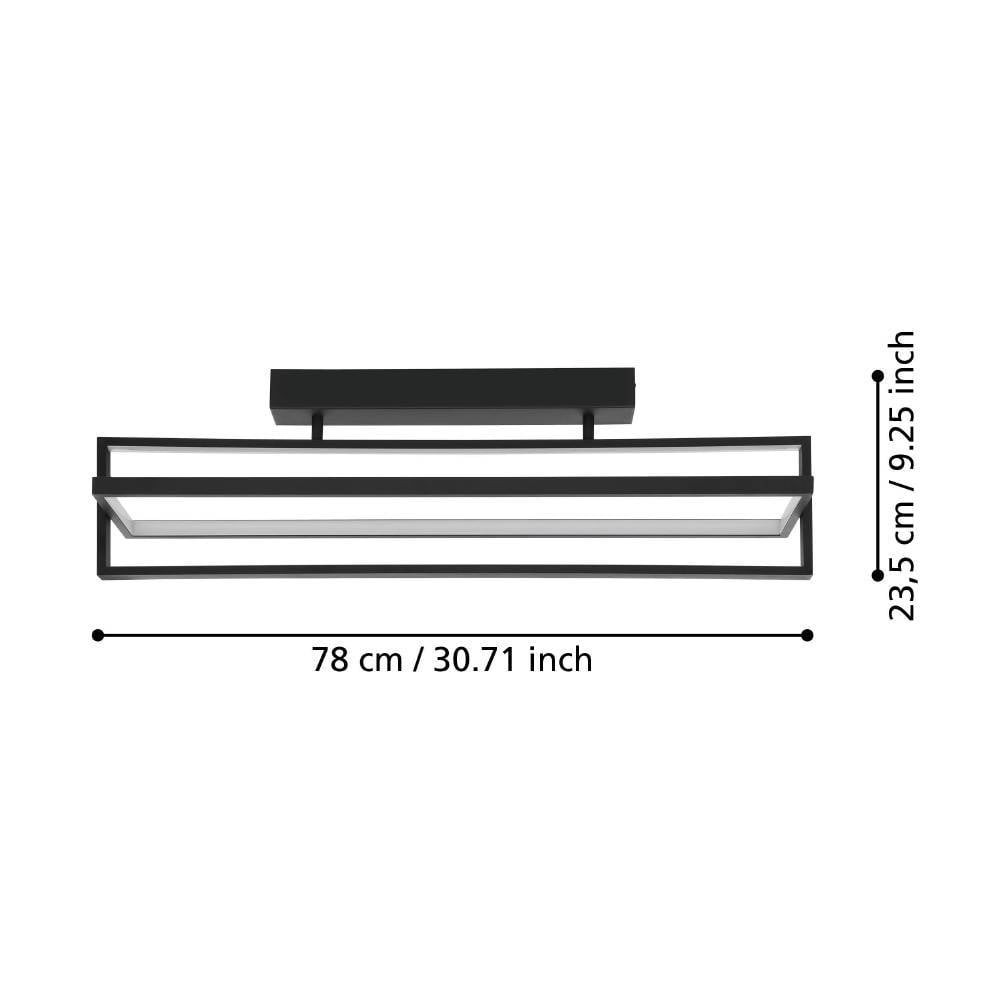 Eglo 900465 "SIBERIA" 78 Cm Uzunluğunda Çelik Siyah Tavan Armatürü