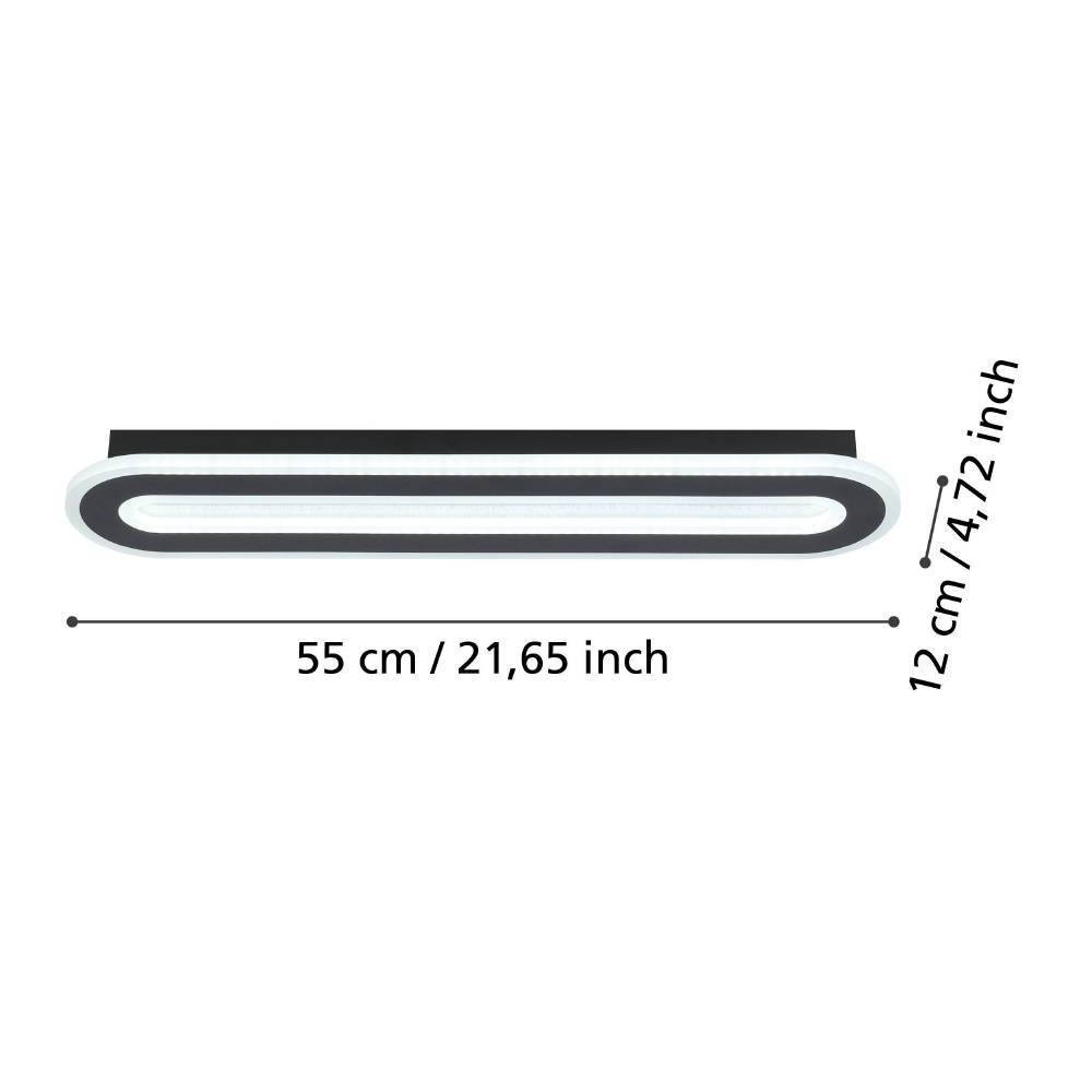 Eglo 901243 "MACCHIONI" 55 Cm Uzunluğunda Çelik, Plastik Siyah, Beyaz Tavan Armatürü
