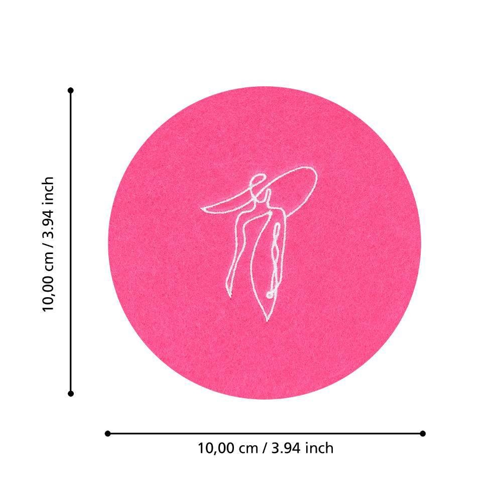 Eglo 420192 "ANDASIBE" 10Cm Çapında Polyester Pembe/Beyaz Kadın Bardak Altlık