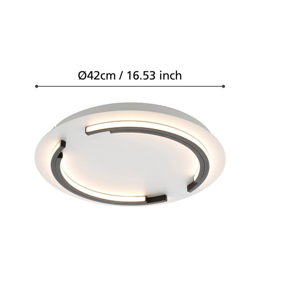 Eglo 900328 "ZAMPOTE" 42 Cm Çapında Alüminyum, Çelik Beyaz, Siyah Tavan Armatürü