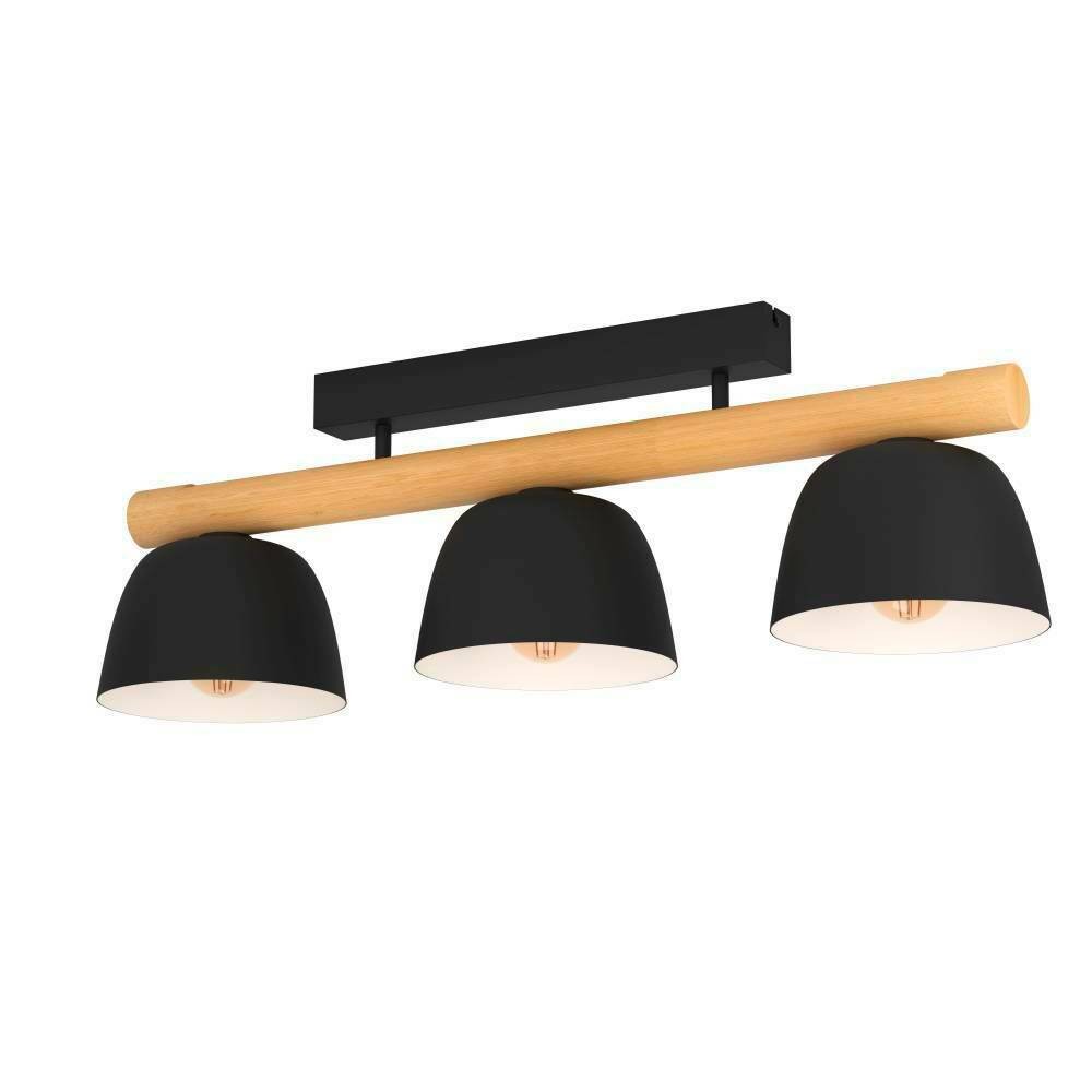 Eglo 43738 "SHERBURN" 80 Cm Uzunluğunda Çelik, Ahşap Siyah, Kahverengi Tavan Armatürü
