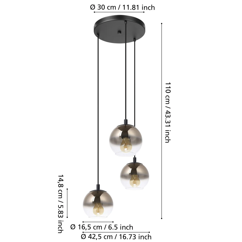 Eglo 901925 "ARISCANI 1" 110 Cm Yüksekliğinde 42.5 Cm Çapında Çelik Sarkıt Avize