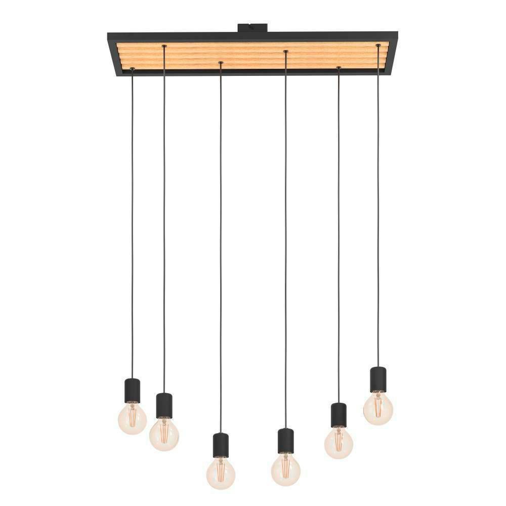 Eglo 43725 "CONSETT" 110 Cm Yüksekliğinde Çelik, Ahşap Siyah, Kahverengi Sarkıt Avize