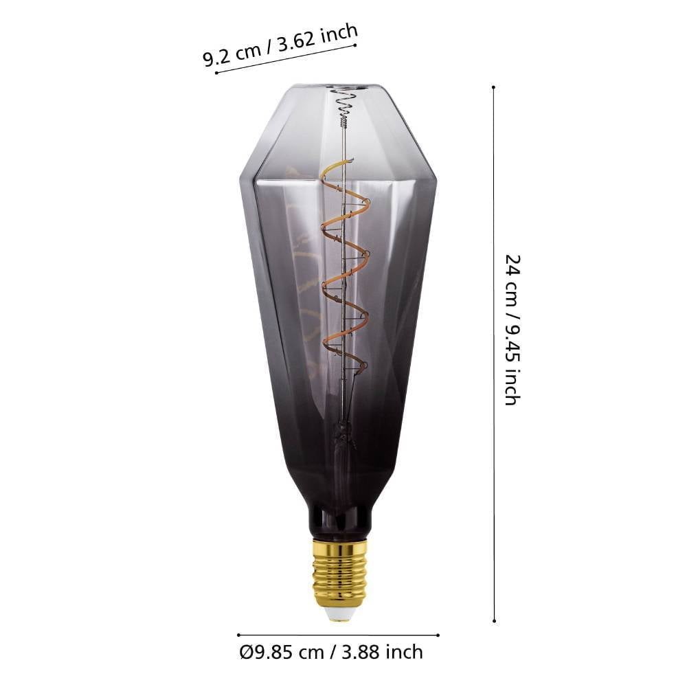 Eglo 110238 E27-Led-T100 Ampul 1X4W Siyah-Gri-Şeffaf 1800K Dim Edilebilir