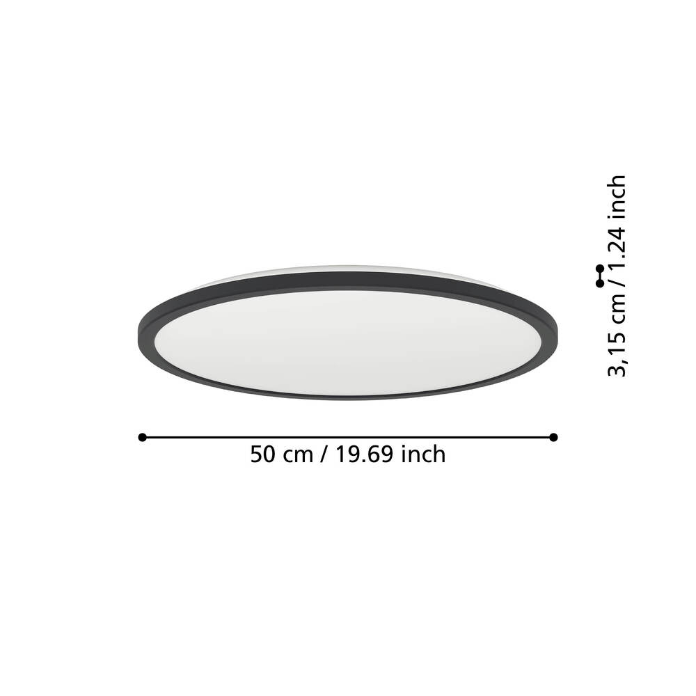 Eglo 901465 "ROVITO-Z" 50 Cm Çapında Siyah Plastik Led Panel Ip44