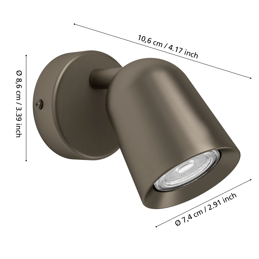 Eglo 901948 "CAMALDOLI" 1X5W Koyu Bronz Çelik Sıva Üstü Spot