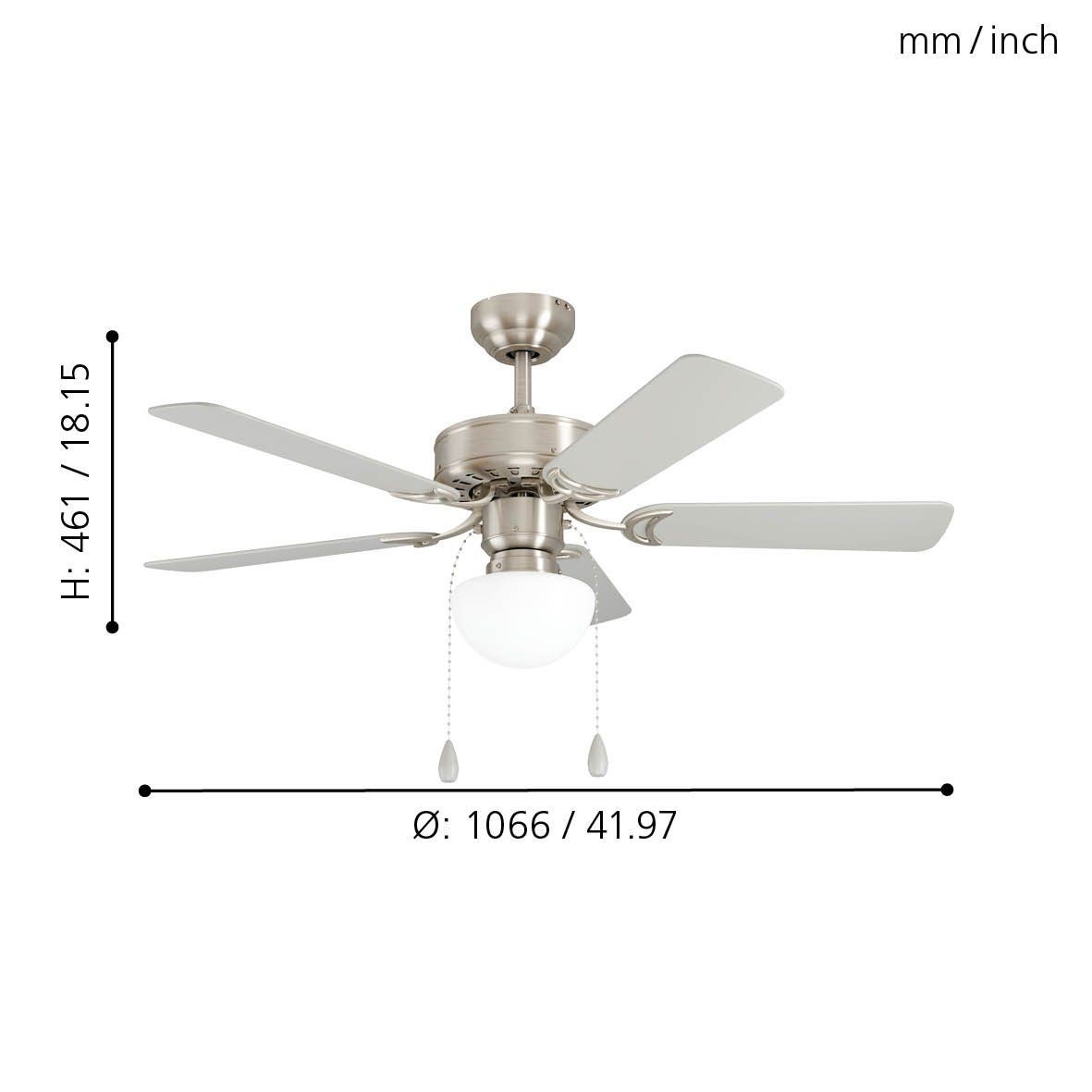 Eglo 35074 "CADIZ" 106,6 Cm Çapında Çelik Tavan Vantilatörü Çekme İpli Ac Motor