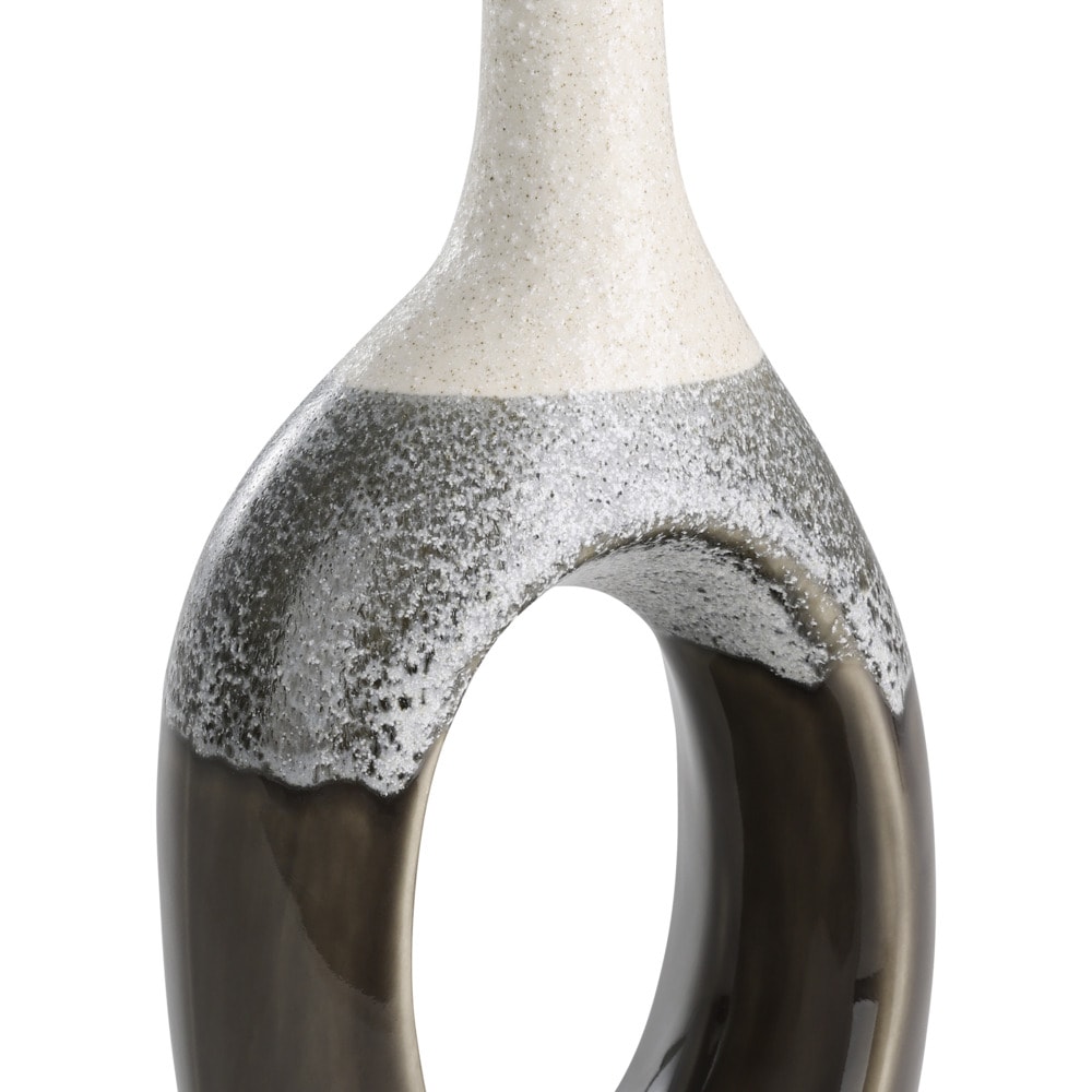 Eglo 421517 "IWATE" 27 Cm Yüksekliğinde Bej Siyah Seramik Vazo