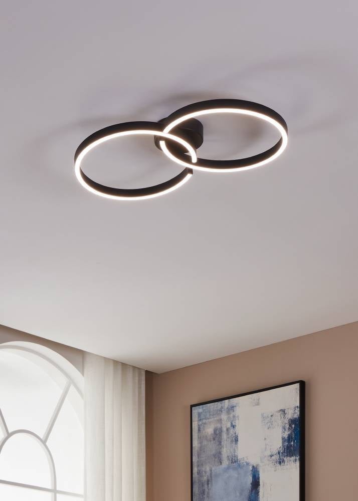 Eglo 900955 "AMANDOLO" 67,5 Cm Uzunluğunda Alüminyum, Çelik Siyah Tavan Armatürü RGB