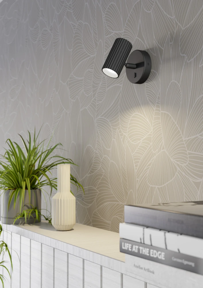 Eglo 902031 "PORTILLO" 1X5W Siyah Alüminyum, Çelik Sıva Üstü Spot