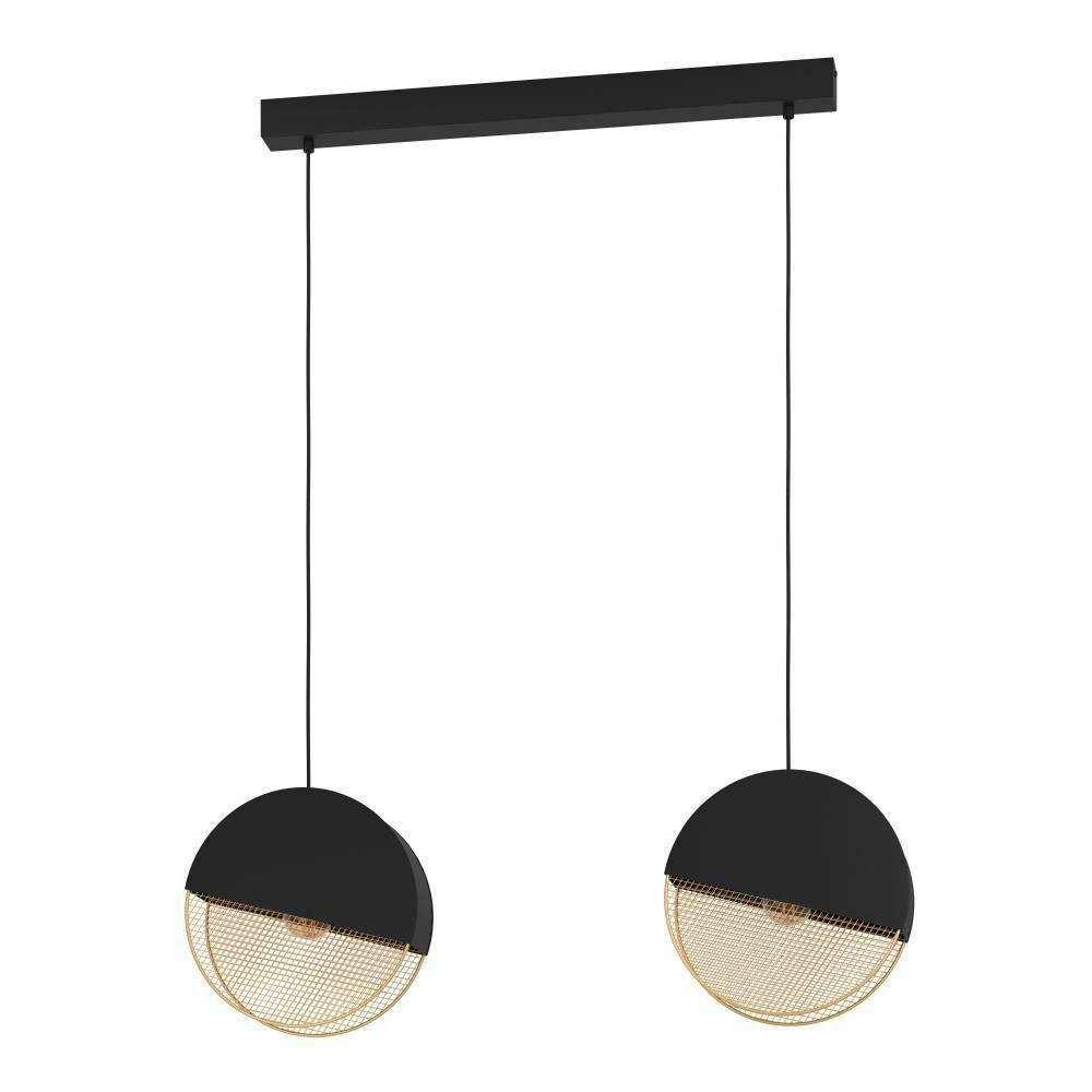 Eglo 43812 "MUMBLES" 110 Cm Yüksekliğinde Çelik Siyah, Gold Sarkıt Avize